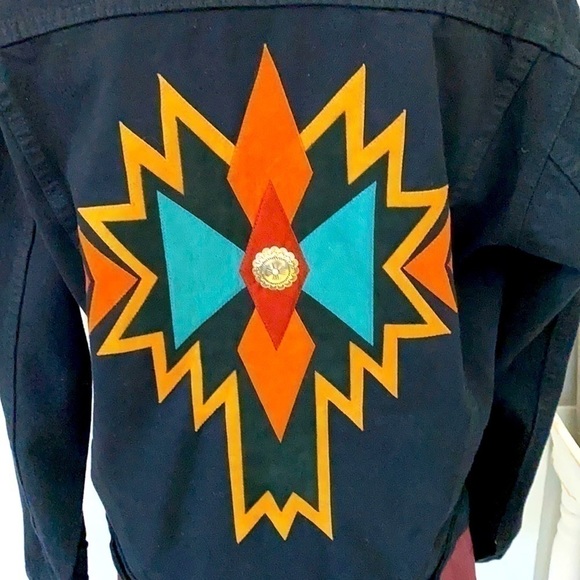 Sundance Moxie Black Jean Jacket w/Western Appliqués Sz S - Picture 8 of 15
